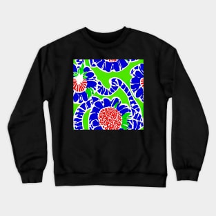 Lime green and blue retro flowers Crewneck Sweatshirt